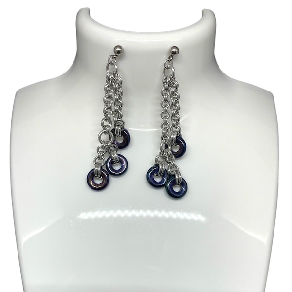 Circle Drop Chandelier Earrings, Chain Maille Earrings