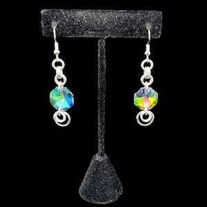 Gem Maille Earrings, Gem Earrings, Chainmaille Earrings