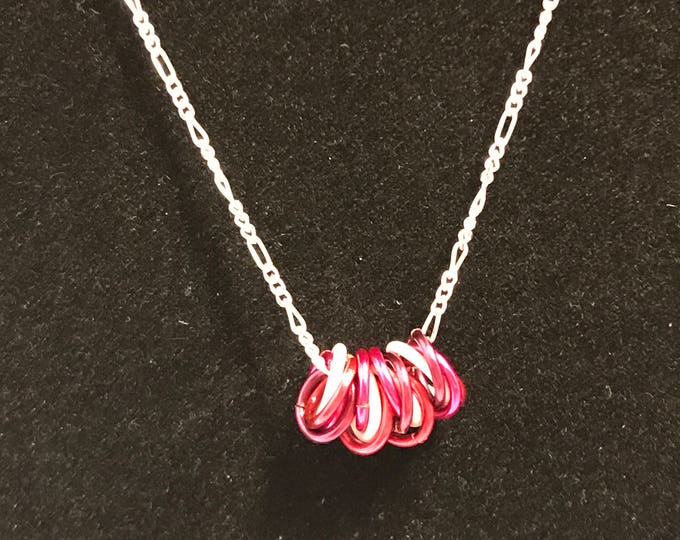 Lovely Maidens Pink Chain Maille Necklace, Pink Necklace
