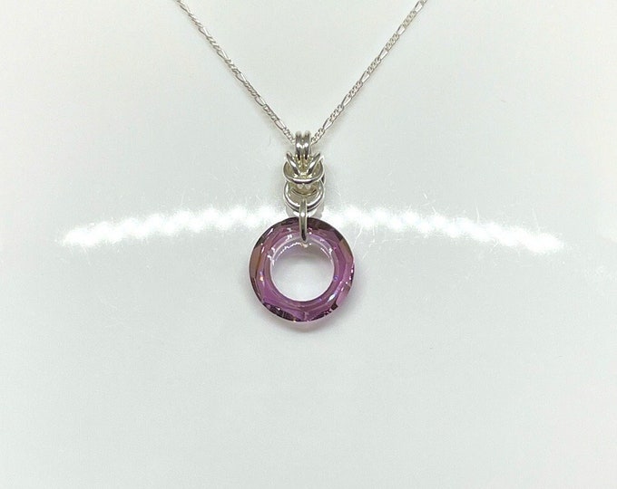 Byzantine Cosmic Ring Necklace, Swarovski Crystal Chainmail Necklace