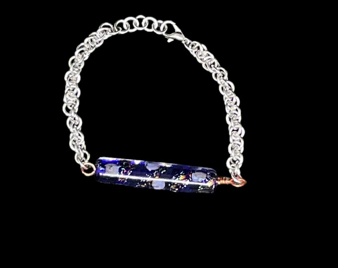 Arabian Seas Glass Chain Maille Bracelet