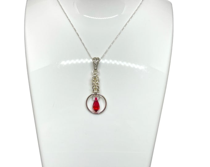 Byzantine Drop Chainmaille Pendant-Scarlet