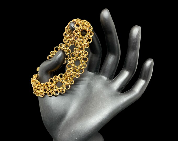 Red Brass Tsunami Chain Maille Bracelet, Brass Bracelet