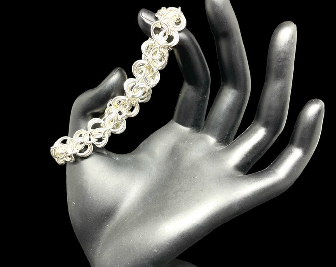 Ribbon of Rings Chain Maille Bracelet, Silver Bracelet