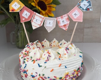 Personalisierte Blumen Cake Topper Girlande: Handgemachte Geburtstagsfeier Dekoration