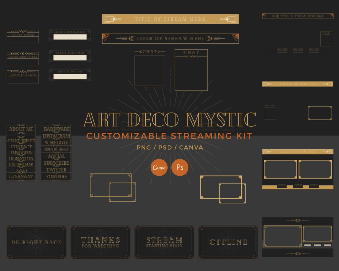 Art Deco Mystic Customizable Twitch Stream Overlay Package - Etsy