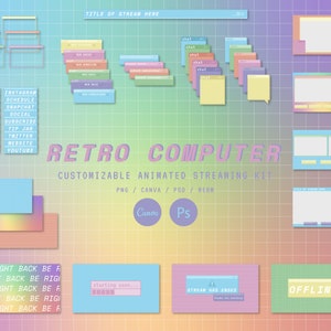 Retro Computer Aesthetic Anpassbares Twitch Stream Overlay Paket