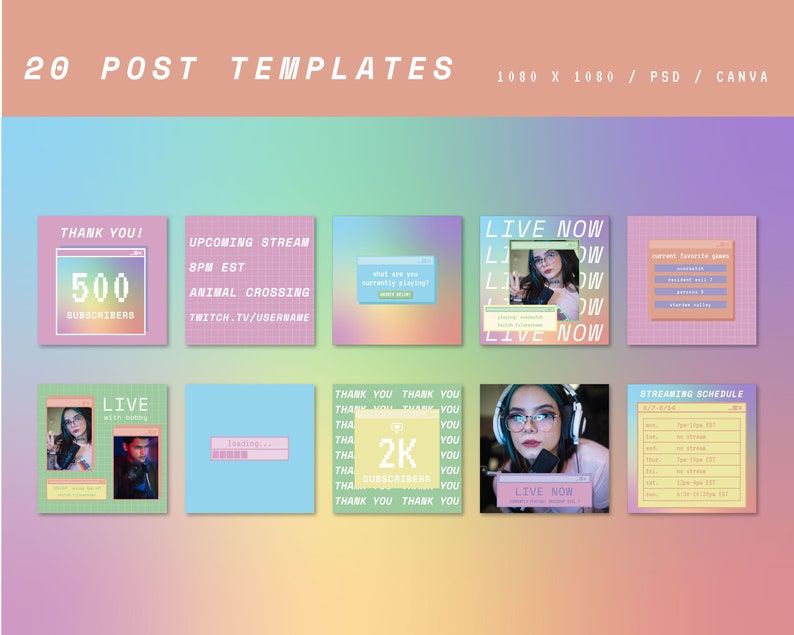 Retro Computer Aesthetic Instagram Story and Post Templates for Streamers image 3