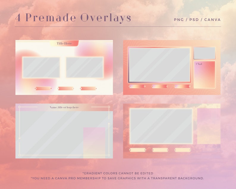 Customizeble Overlays Soft Dreams Twitch Stream Customizable Overlay Package - Etsy