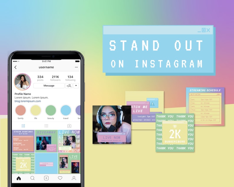 Retro Computer Aesthetic Instagram Story and Post Templates for Streamers image 8