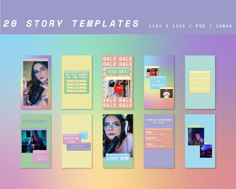 Retro Computer Aesthetic Instagram Story and Post Templates for Streamers image 4