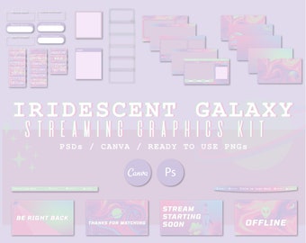 Pakiet nakładki na transmisję strumieniową Twitch Iridescent Galaxy