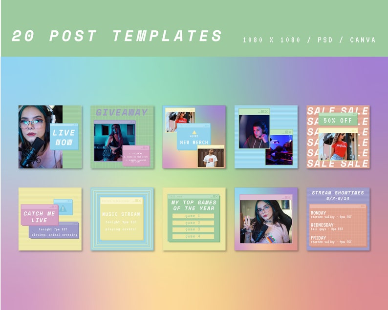Retro Computer Aesthetic Instagram Story and Post Templates for Streamers image 2