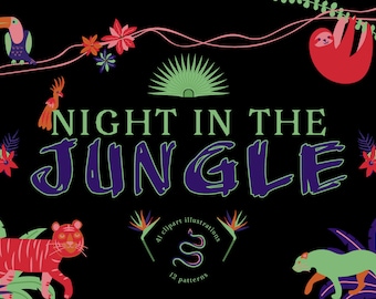 Clipart/Patterns: Night in the Jungle