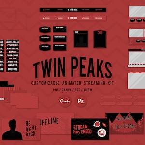 Twin Peaks Customizable Animated Twitch Stream Overlay Package
