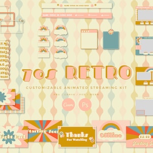 70s Retro Customizable Animated Twitch Stream Overlay Package