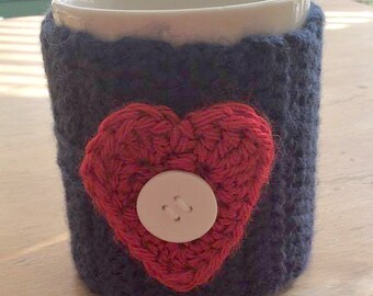 Crochet Heart Coffee Cup Cozy