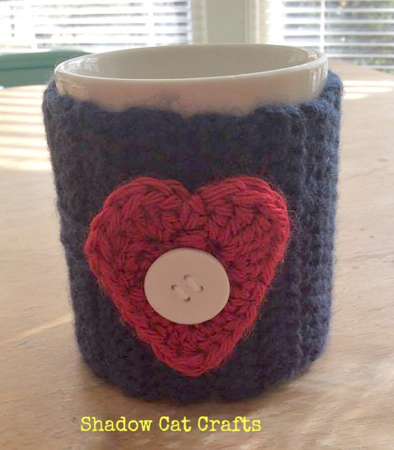 Crochet Heart Coffee Cup Cozy image 1