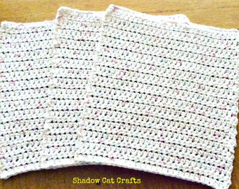 Zero Waste Dishcloth Set- Natural - 3 Pack Large 8"x 8" Square
