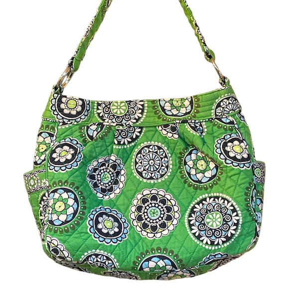 Vera Bradley Cupcakes Green Top Handle|Shoulder Purse|Handbag|Green Blue White |Retired Pattern|Quilted Cotton|Travel Bag|Reversible|Y2K