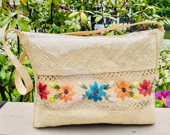 Vintage floral straw and raffia purse|Y2K|beach wear|vacation getaway bag|SEALED