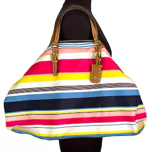 Tommy Hilfiger Multicolor Satin Travel Work Tote| Shoulder Bag| Crossbody duffel| Overnight Bag| Soft Flexible Foldable Bag
