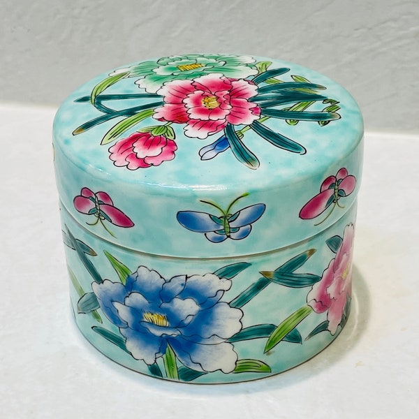 Floral trinket box by Smithsonian Institute Oriental Export Porcelains Vintage Jewelry box small storage home decor