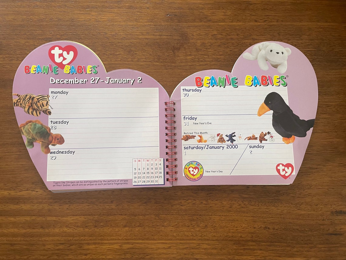 1999 TY Beanie Babies Heart Shaped Calendary2k Memorabilia90s Kid Etsy — free download