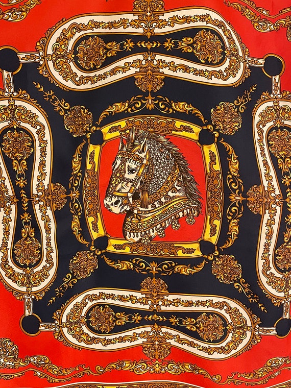 VTG Paoli scarf Baroque gilded ornate design Eque… - image 2