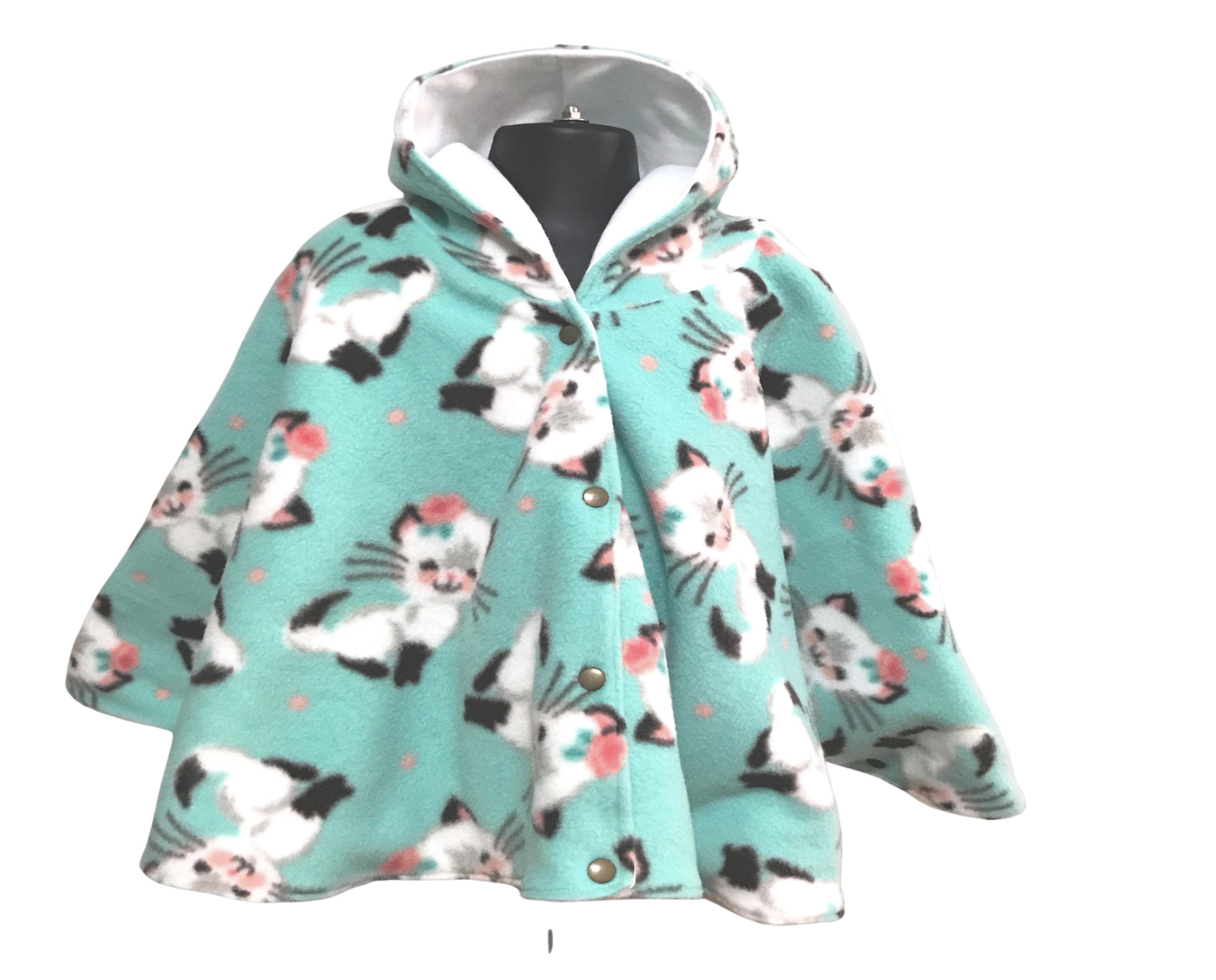 Hooded Kitten Fleece Winter Car Seat Poncho