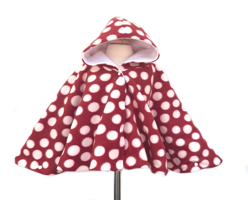 Kids Poncho Hooded Car Poncho Red Polka Dot Car Seat Poncho Girl Poncho Fleece Poncho Poncho Wrap Toddler Poncho Baby Poncho