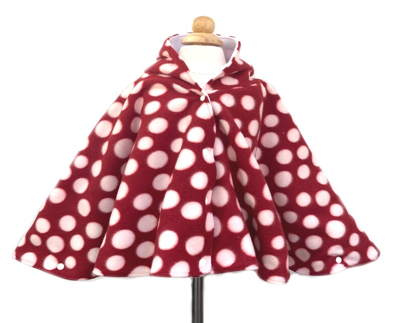 Kids Poncho Hooded Car Poncho Red Polka Dot Car Seat Poncho Girl Poncho Fleece Poncho Poncho Wrap Toddler Poncho Baby Poncho