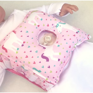 Unicorn G Tube Tummy Time Pillow