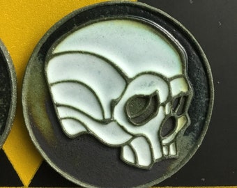 Handmade ceramic skull magnet