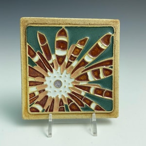 Handmade ceramic art tile, Pencil urchin/ sea urchin art tiles