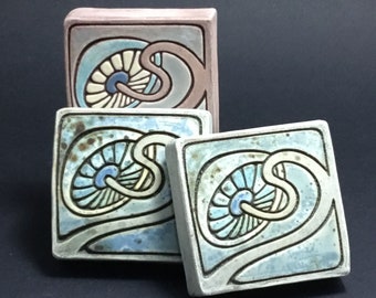 Handmade ceramic   Cute mushroom   art tile