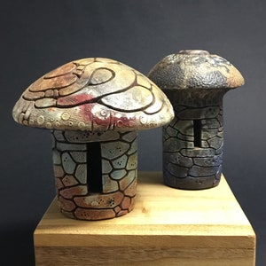 Handmade ceramic  mushroom duo / buy one or the pair