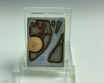 Handmade mini ceramic moonscape through the trees /landscape art tile