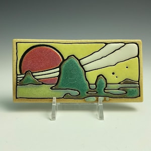 Handmade ceramic Oregon coast art tile