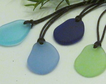 Dainty Sea Glass Necklace: Adjustable Black Cord, Minimalist Style