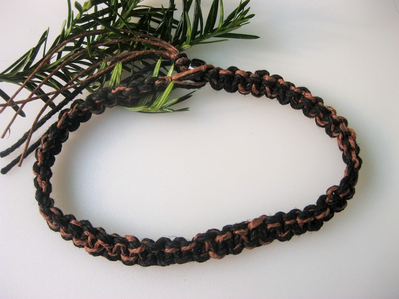 Hemp Necklace Mens Hemp Necklace Hippie Boho Black and Etsy