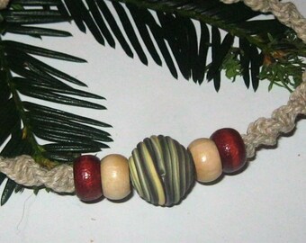 Hemp Necklace, Earthy, Beaded Hemp Necklace