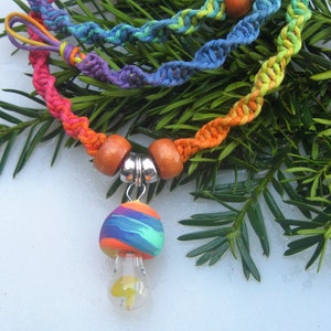 Shroom, Mushroom Necklace, Rainbow Necklace, Rainbow Shroom, Hemp Necklace, Hippie, Boho image 8