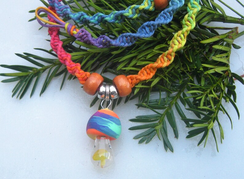 Shroom, Mushroom Necklace, Rainbow Necklace, Rainbow Shroom, Hemp Necklace, Hippie, Boho image 8