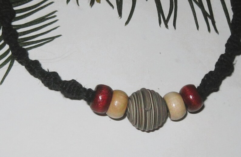 Hemp Necklace, Earthy, Beaded Hemp Necklace image 6