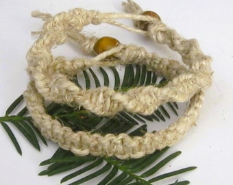 Pulsera de cáñamo gruesa, totalmente natural, versión resistente