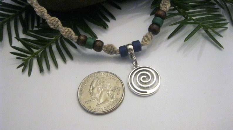 Hemp Necklace, Circle of Life, Infinity Spiral Pendant, Unisex Hemp Jewelry image 6