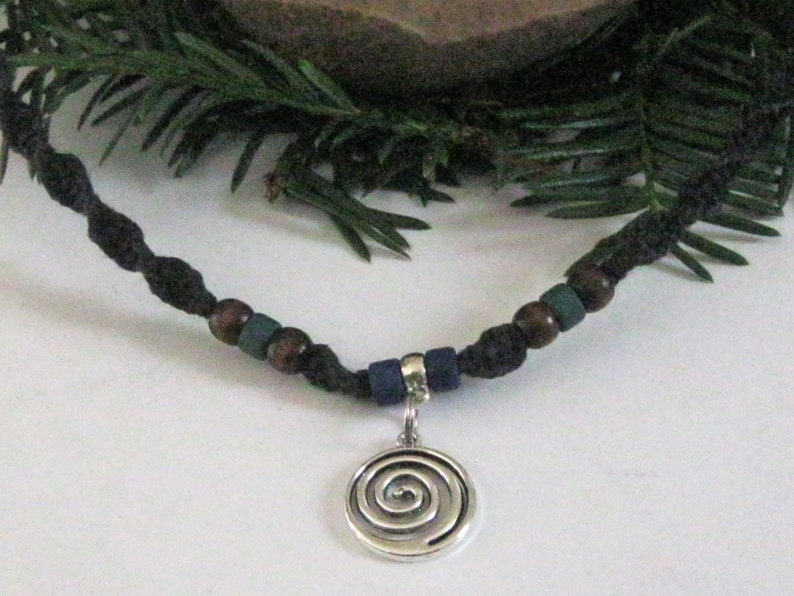 Hemp Necklace, Circle of Life, Infinity Spiral Pendant, Unisex Hemp Jewelry image 8