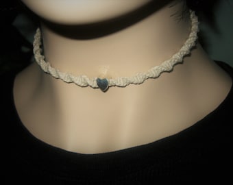 Collar de cáñamo, corazón diminuto, minimalista, regalo para ella