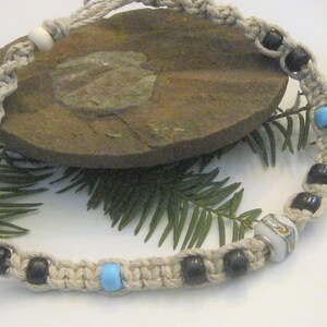 Hemp Choker Necklace, Beaded Hemp Necklace, Hemp Jewelry image 1